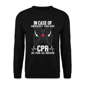 In Case Of Emergency Funny CPR Medical EMS EMT - Unisex Sweatshirt - black - Front - Alina (178cm) & Michal (187cm)