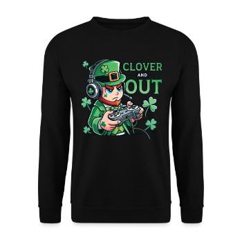 St. Patrick's Day Gaming Design Clover and Out - Unisex Sweatshirt - black - Front - Alina (178cm) & Michal (187cm)