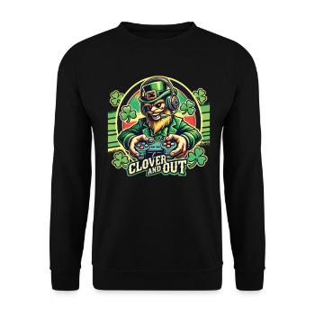 clover and out Gamer St. Patrick's Day Fun - Unisex Sweatshirt - black - Front - Alina (178cm) & Michal (187cm)