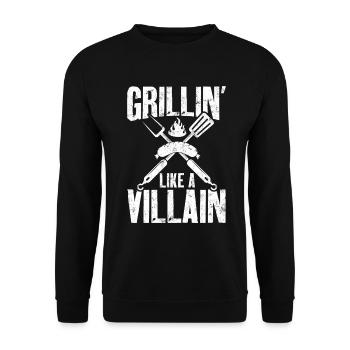 Grillin Like A Villain Funny Meat Smoking BBQ - Unisex Sweatshirt - black - Front - Alina (178cm) & Michal (187cm)