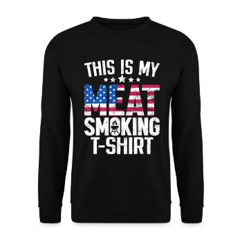 Das ist mein Fleisch Räuchern Grillen Amerikanische Flagge - Unisex Pullover - Schwarz - Vorne - Alina (178cm) & Michal (187cm)