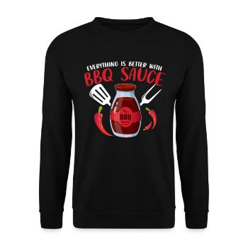 Funny BBQ Grilling Meat Smoking Pitmaster - Unisex Sweatshirt - black - Front - Alina (178cm) & Michal (187cm)