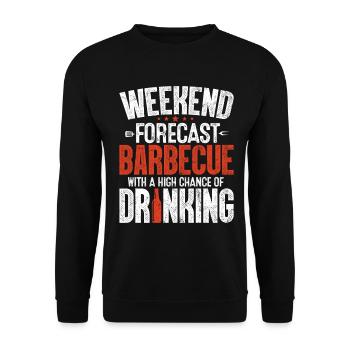 Wochenendvorhersage BBQ Smoker Lustiges Trinken - Unisex Pullover - Schwarz - Vorne - Alina (178cm) & Michal (187cm)
