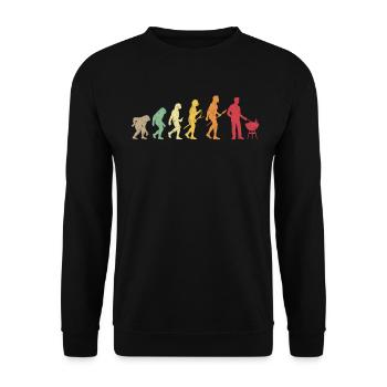 Evolution Du BBQ Grillades Rétro Viande Fumage - Sweat-shirt Unisexe - noir - Devant - Alina (178cm) & Michal (187cm)