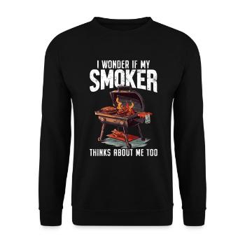I Wonder If My Smoker Thinks About Me Too Funny - Unisex Sweatshirt - black - Front - Alina (178cm) & Michal (187cm)