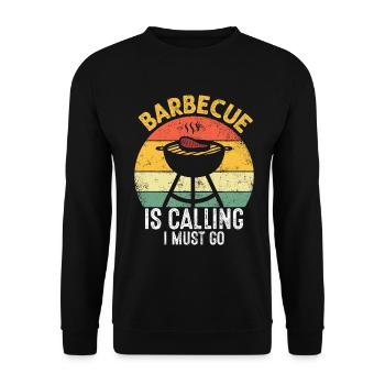Funny BBQ Pitmaster Smoking Retro Grilling - Unisex Sweatshirt - black - Front - Alina (178cm) & Michal (187cm)