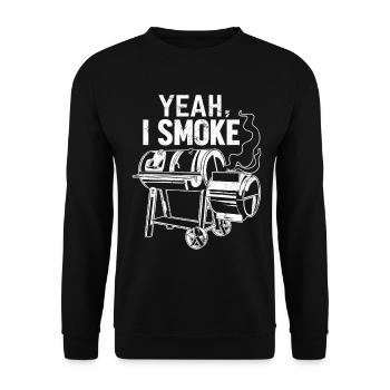 Yeah I Smoke Funny BBQ Grilling Pitmaster - Unisex Sweatshirt - black - Front - Alina (178cm) & Michal (187cm)