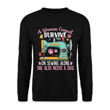 Couture chien couture main couture tissu courtepointe chien - Sweat-shirt Unisexe - noir - Devant - Alina (178cm) & Michal (187cm)