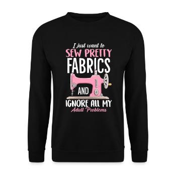 Funny Sewing Needle Crochet Hobbyist Yarn - Unisex Sweatshirt - black - Front - Alina (178cm) & Michal (187cm)