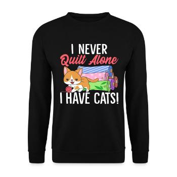 Je ne quilte jamais seul J’ai des chats Quilting drôle - Sweat-shirt Unisexe - noir - Devant - Alina (178cm) & Michal (187cm)