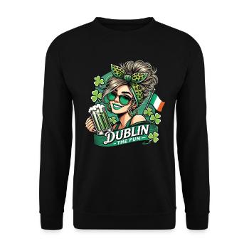 Dublin The Fun St. Patrick's Day Feier - Unisex Pullover - Schwarz - Vorne - Alina (178cm) & Michal (187cm)