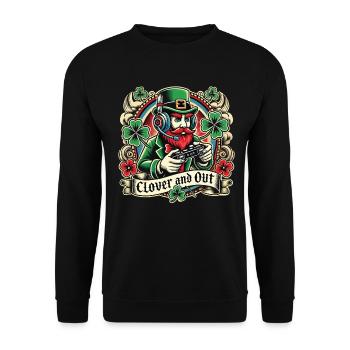 St. Patrick's Day Gaming Leprechaun Clover And Out - Unisex Sweatshirt - black - Front - Alina (178cm) & Michal (187cm)