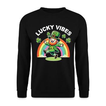 Lucky Vibes Arc-en-ciel de la Saint-Patrick - Sweat-shirt Unisexe - noir - Devant - Alina (178cm) & Michal (187cm)