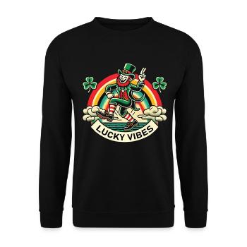 St. Patrick's Day Lucky Vibes Regenbogen - Unisex Pullover - Schwarz - Vorne - Alina (178cm) & Michal (187cm)