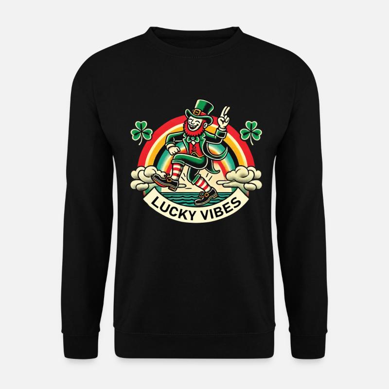Saint-Patrick Lucky Vibes Arc-en-ciel - Sweat-shirt Unisexe - noir