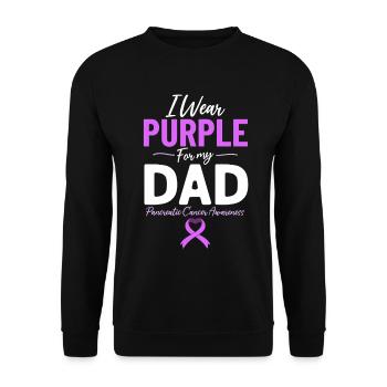 Bauchspeicheldrüsenkrebs Vater Exokriner Tumor Lila Band - Unisex Pullover - Schwarz - Vorne - Alina (178cm) & Michal (187cm)