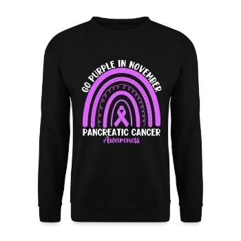 Go Purple In November Ruban Violet Pancréatique - Sweat-shirt Unisexe - noir - Devant - Alina (178cm) & Michal (187cm)