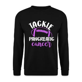 Tackle Pancreatic Cancer Football Funny Purple - Unisex Sweatshirt - black - Front - Alina (178cm) & Michal (187cm)