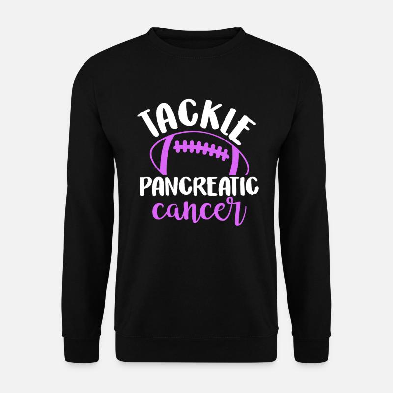 Tackle Bauchspeicheldrüsenkrebs Fußball Lustig Lila - Unisex Pullover - Schwarz