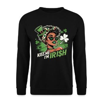Saint-Patrick Embrasse-moi Je suis Design irlandais - Sweat-shirt Unisexe - noir - Devant - Alina (178cm) & Michal (187cm)