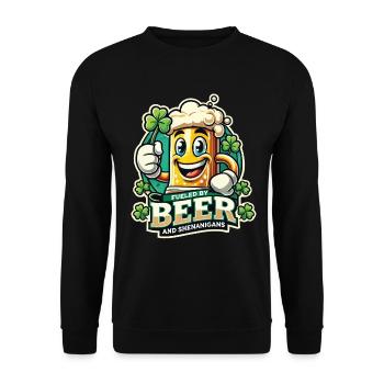 St. Patricks Day Lustiger Bier Humor - Unisex Pullover - Schwarz - Vorne - Alina (178cm) & Michal (187cm)