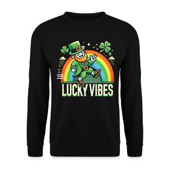 St. Patrick's Day Happy Vibes Rainbow - Unisex Sweatshirt - black - Front - Alina (178cm) & Michal (187cm)