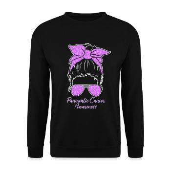 Sensibilisation au cancer du pancréas Chignon désordonné Exocrine - Sweat-shirt Unisexe - noir - Devant - Alina (178cm) & Michal (187cm)