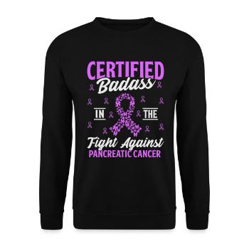 Certifié Badass Purple Ribbon Cancer du pancréas - Sweat-shirt Unisexe - noir - Devant - Alina (178cm) & Michal (187cm)
