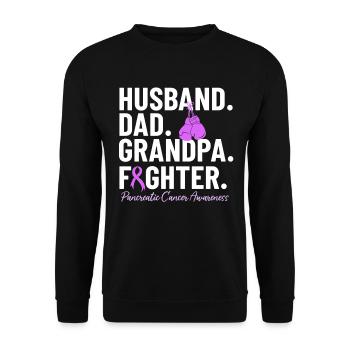 Husband Dad Grandpa Fighter Purple Ribbon - Unisex Sweatshirt - black - Front - Alina (178cm) & Michal (187cm)