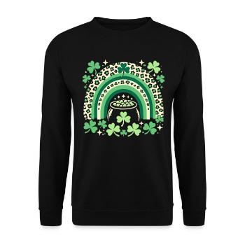 St. Patrick's Day Rainbow Shamrock Luck - Unisex Sweatshirt - black - Front - Alina (178cm) & Michal (187cm)