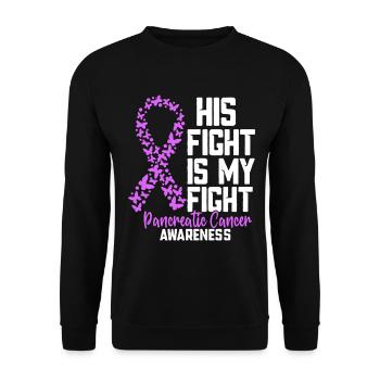 Son combat est mon combat Cancer du pancréas violet - Sweat-shirt Unisexe - noir - Devant - Alina (178cm) & Michal (187cm)