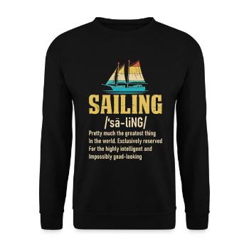 Funny Sailing Sea Captain Retro Sailboat Cruising - Unisex Sweatshirt - black - Front - Alina (178cm) & Michal (187cm)