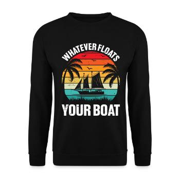 Was auch immer schwimmt Ihr Boot Ponton Retro Lustig - Unisex Pullover - Schwarz - Vorne - Alina (178cm) & Michal (187cm)