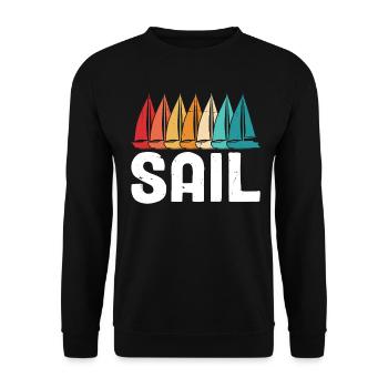 Sail Dinghy Sailboat Sea Captain Retro Funny - Unisex Sweatshirt - black - Front - Alina (178cm) & Michal (187cm)