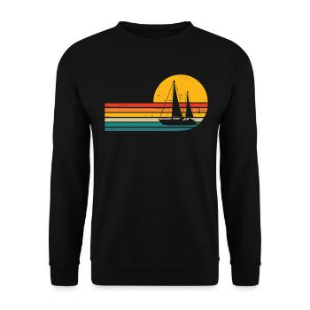 Funny Sailing Retro Sailboat Ocean Cruising - Unisex Sweatshirt - black - Front - Alina (178cm) & Michal (187cm)
