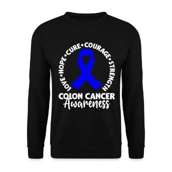 Colon Cancer Awareness Blue Ribbon Colonoscopy - Unisex Sweatshirt - black - Front - Alina (178cm) & Michal (187cm)