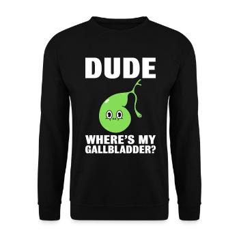 Lustige Gallenblasenentfernung Cholezystektomie - Unisex Pullover - Schwarz - Vorne - Alina (178cm) & Michal (187cm)