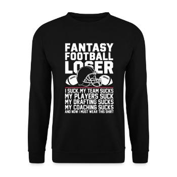 Funny Fantasy Football Loser - I Suck at Fantasy - Unisex Sweatshirt - black - Front - Alina (178cm) & Michal (187cm)