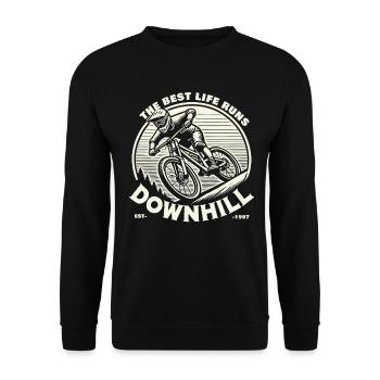 Vélo : la meilleure vie est en descente - Sweat-shirt Unisexe - noir - Devant - Alina (178cm) & Michal (187cm)