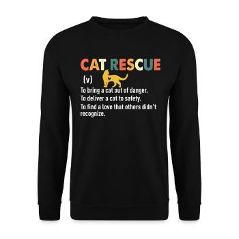 Chat Sauvetage Drôle Définition Rétro Famille d’accueil Animal - Sweat-shirt Unisexe - noir - Devant - Alina (178cm) & Michal (187cm)