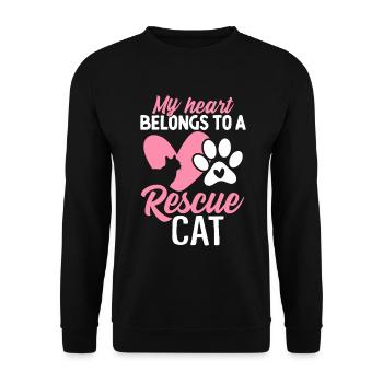 Mein Herz gehört einer geretteten Katze Lustiges Tier - Unisex Pullover - Schwarz - Vorne - Alina (178cm) & Michal (187cm)