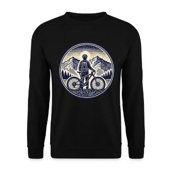 Mountain Bike Adventure Bike Mountains Retro - Unisex Sweatshirt - black - Front - Alina (178cm) & Michal (187cm)