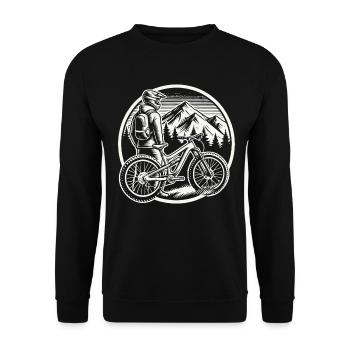 Abenteuerlust Fahrrad Berge Natur Fans - Unisex Pullover - Schwarz - Vorne - Alina (178cm) & Michal (187cm)