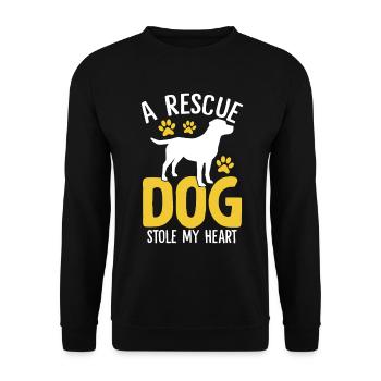 Ein Rettungshund hat mein Herz gestohlen Lustige Hunderettung - Unisex Pullover - Schwarz - Vorne - Alina (178cm) & Michal (187cm)