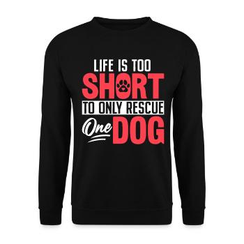 Nur einen Hund retten Welpen retten Pflegetier retten - Unisex Pullover - Schwarz - Vorne - Alina (178cm) & Michal (187cm)