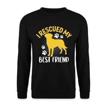Ich habe meinen besten Freund gerettet Hund Welpen Rettungstier - Unisex Pullover - Schwarz - Vorne - Alina (178cm) & Michal (187cm)