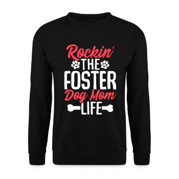 Rockin The Foster Dog Mama Life Hund Rescue Tier - Unisex Pullover - Schwarz - Vorne - Alina (178cm) & Michal (187cm)