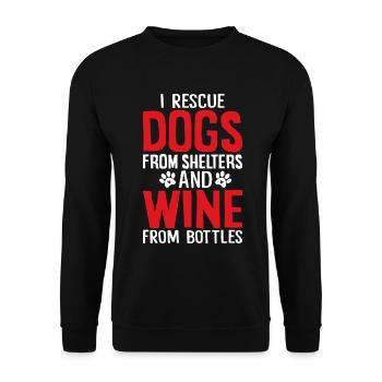 I Rescue Dogs From Shelters Animal Activist Wine - Unisex Sweatshirt - black - Front - Alina (178cm) & Michal (187cm)