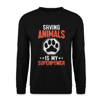 Saving Animals Is My Superpower Foster Animal - Unisex Sweatshirt - black - Front - Alina (178cm) & Michal (187cm)