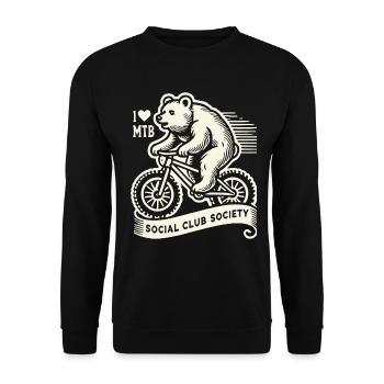 Bicycle Retro Style I Love MTB Bear - Unisex Sweatshirt - black - Front - Alina (178cm) & Michal (187cm)